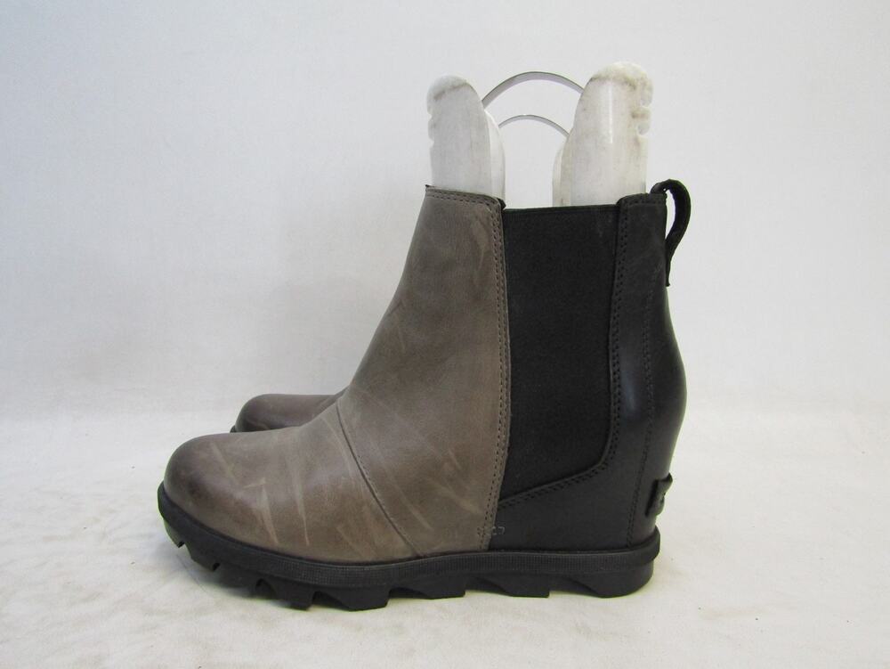 Sorel Womens Size 8.5 Brown Leather Wedge Ankle Fashion Boots Bootie